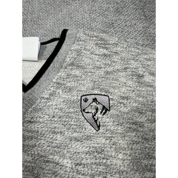 Art Unlimited Sweater shirt Mens Large Gray Aztec Nub Wolf Sweatshirt V Neck - Picture 7 of 13